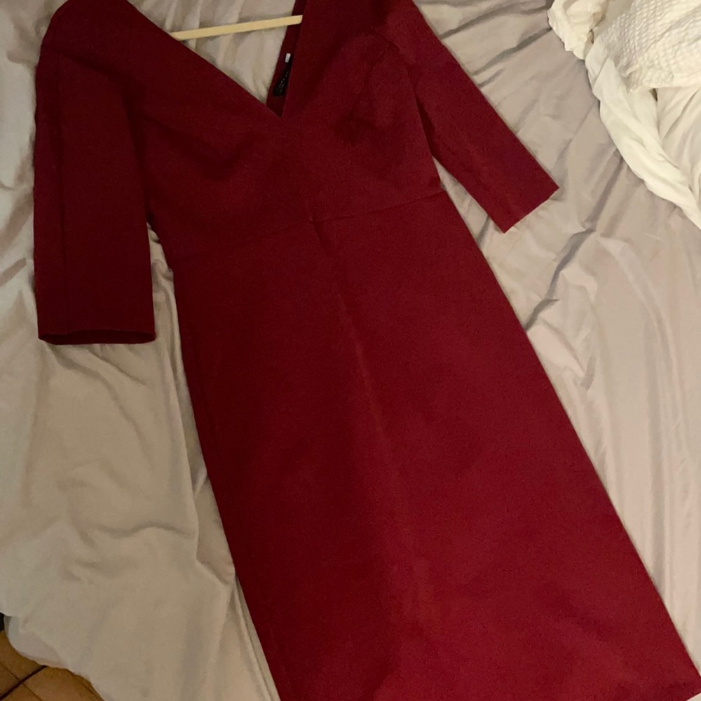 Zara Woman Cranberry Work or Holiday Dress